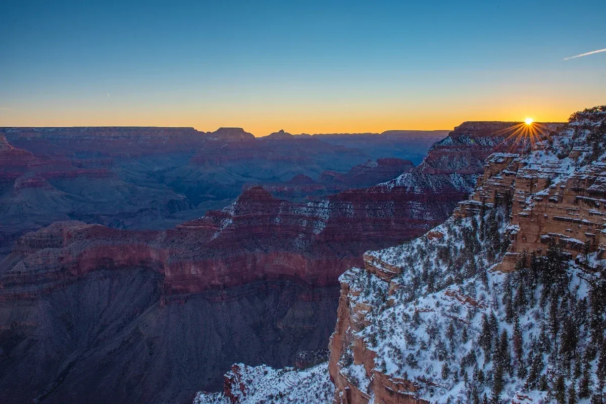 An American canyon during the winter, under the snow
